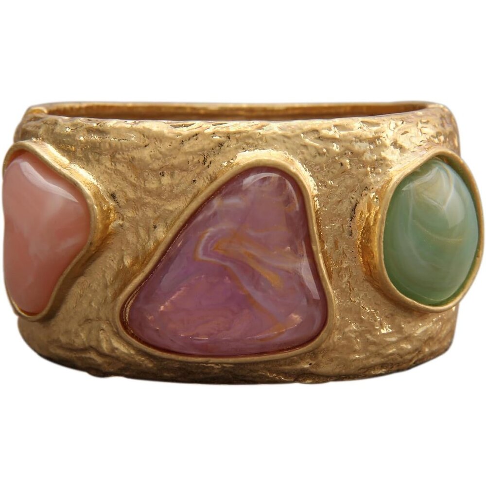 Gold Silver Beaded Stackable Boho Cuff Bracelet F… - image 1